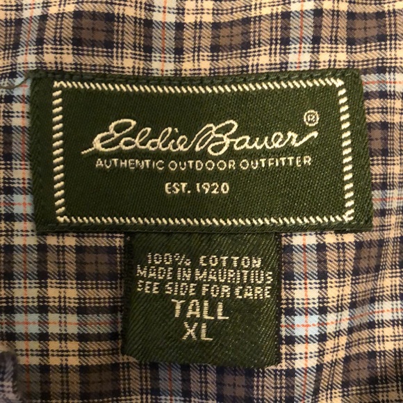 EDDIE BAUER XL TALL 100% COTTON BUTTON DOWN LONG SLEEVE PLAID SHIRT GREY - #393 - Picture 4 of 8